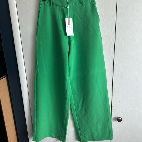 VILA Pants - VILA Emerald Green Trousers